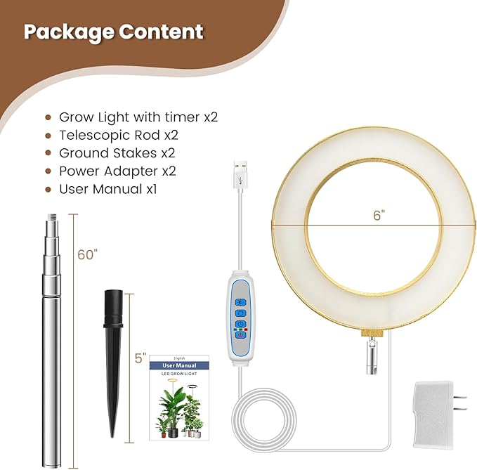 Grow Lights for Indoor Plants, Full Spectrum Plant Lights for Indoor Growing with 6/12/16H Timer, 3 Optional Spectrums, 5 Brightness, Height Adjustable 10"-65" Faux Wood Grain Growing Lamp