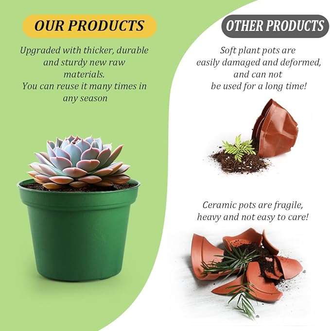 60 Pack 3 Inch Nursery Pots for Plants, Seedling Plant Pots with Drainage Holes for Indoor Outdoor Plants, Transplanting, Succulents, Seeding, Cuttings, Gardening Gifts (Green)