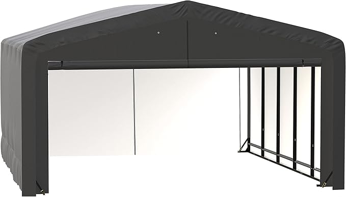 ShelterLogic ShelterTube Garage & Storage Shelter, 20' x 23' x 12' Heavy-Duty Steel Frame Wind and Snow-Load Rated Enclosure, Gray