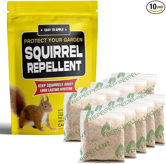 Squirrel Repellent, Chipmunk Repellant Outdoor, Squirrel Repellent Outdoor, Safe Deterrent for Gardens/Bird Feeders/Attic & Yard, Natural Mint Squirrel & Chipmunk Repellant for Plants - 10P