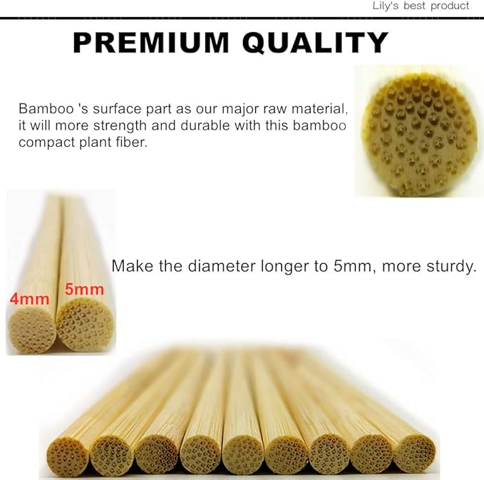 HOPELF 50 Pack 8" Bamboo Plant Stakes for Wood Garden Sticks，Wooden Indoor Gardening Floral Plant Support ，Potted Plants，Crafts, More Size Choices 8"/12"/16"