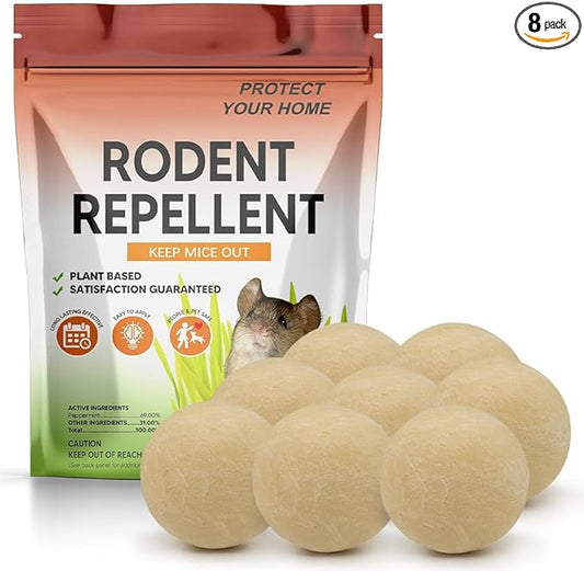 Rodent Repellent, Mouse Repellent, Rat and Mice Repellant Indoor/Outdoor, Peppermint Balls for Rodents, Mouse Deterrent That Works Indoor for Home 8-Pack