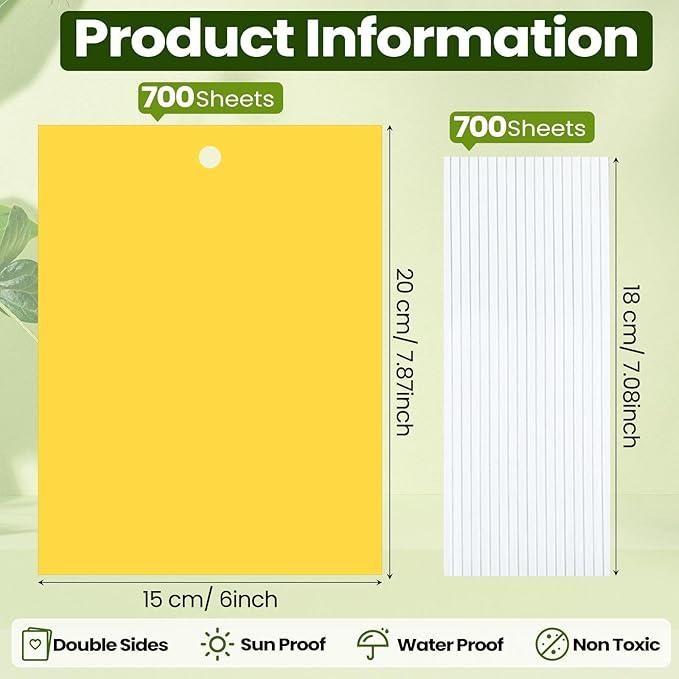 Qualirey 700 Pcs 6 x 8 Inch Yellow Sticky Traps for Plant Double Sided Sticky Trap for Gnats with Twist Ties Sticky Fly Traps for Fruit Insect Fungus Bugs Indoor Outdoor