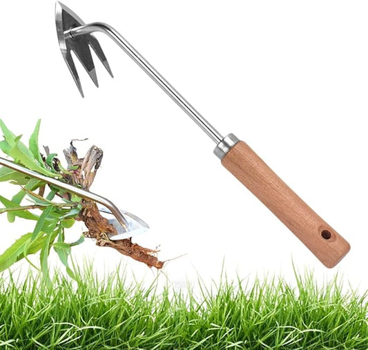 Manual Weed Remover Tool for Lawn and Garden, 2025 New Weeding Artifact Uprooting Weeding Tool,Weed Puller Tool 3 Tooth Manganese Steel for Gardening Backyard Farm (13in)