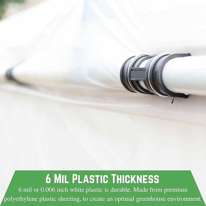 Farm Plastic Supply - White Greenhouse Plastic Sheeting - 6 mil - (32' x 12') - 4 Year UV Resistant Poly Greenhouse Film, 55% Light Transmission Hoop House Cover for Gardening, Agriculture