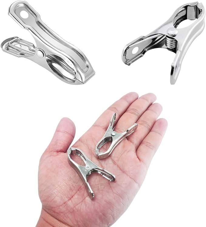 20 Pcs 2inches Gardening Clips for Netting, Greenhouse Clamps Made of Stainless Steel, Have a Strong Grip of Metal Clips, For 3/8'', 1/2'', 3/4'' Garden Hoops or Greenhouse Frame