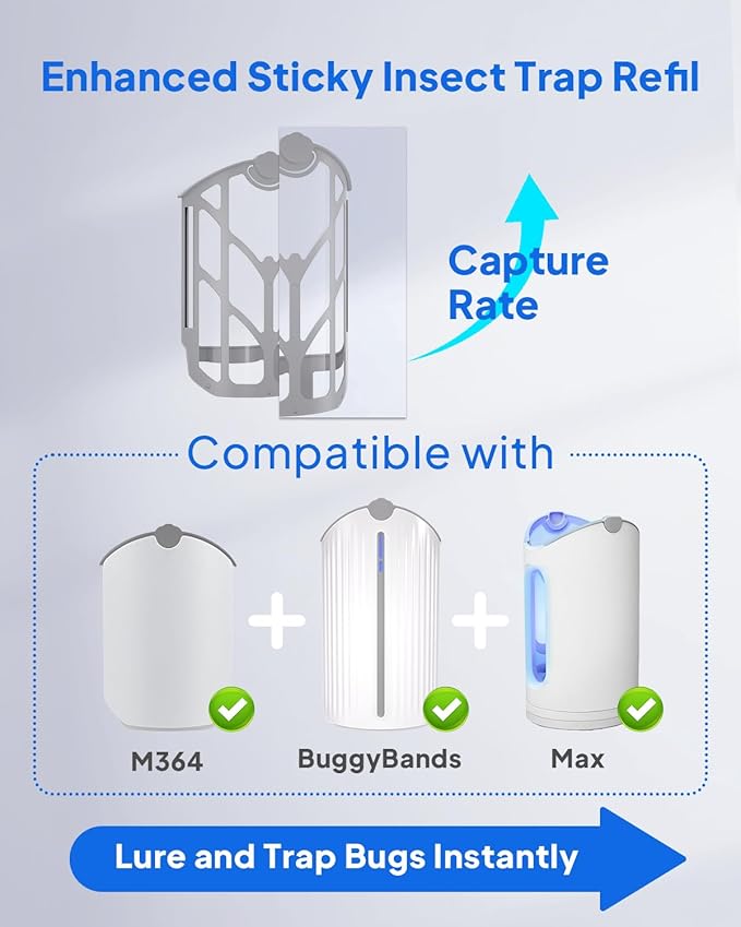 Flying Insect Trap, Fruit Fly Trap Plug in Indoor Bug Catcher with 4 Refill for Gnats, Moths, House & Fruit Flies - Refill Compatible with ZevoM364A/Max (1 Devices + 4 Refills)