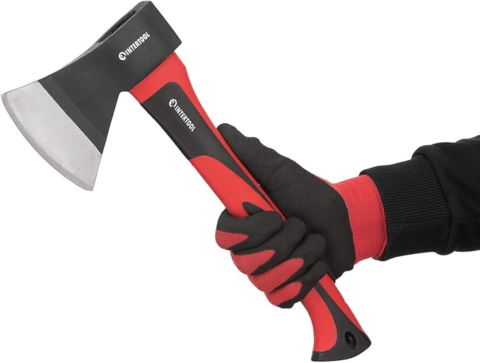 INTERTOOL Chopping Hatchet and Splitting Maul Set - 15-inch Small Camping Axe and 36-inch Heavy Duty Maul - Shock Absorbing Fiberglass Anti-Slip Handle HT-0262-0275