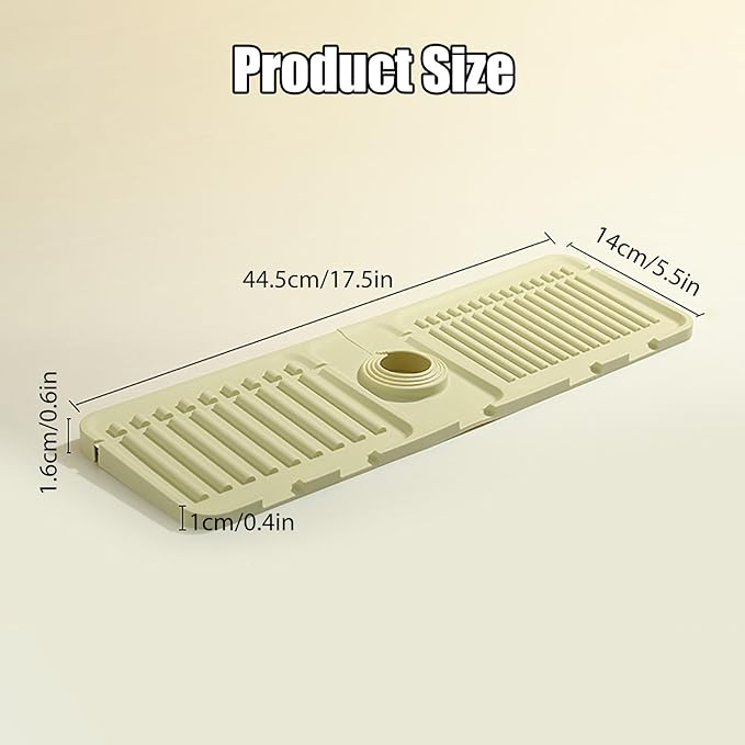 Faucet Mat for Kitchen Sink - 2024 Upgraded Premium Silicone Splash Guard with Fast Drying Properties - Protective Sink Tray Ideal for Stone Sinks in Kitchen & Bathroom (2, Green)