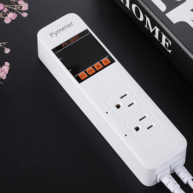 2 in 1 Digital Temperature Controller Dual Outlet Heat Mat Thermostat Reptile Greenhouse Heater Home Brewing Freezer Cooling Heating Pad Control 16A 1920W