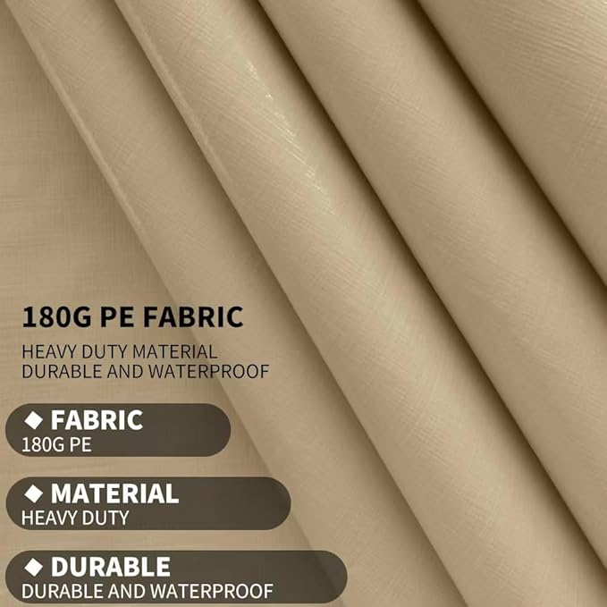 Carport Replacement Canopy, Replacement Top Cover for 12' x 20' Carport Frame, 180G PE Fabric Waterproof & UV Protected Tarp with Ball Bungees, Beige (Only Top Cover, Frame is not Included)