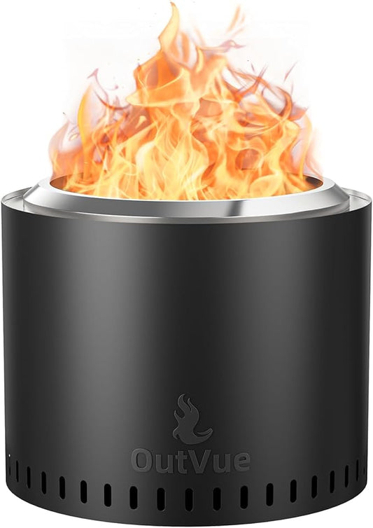 19.5 inch Stainless Steel Smokeless Fire Pit, Outdoor Smokeless Firepit with Tote Bag&Fire Poker, Wood Burning Fire Pits for Camping, Bonfire, Low Smoke Firepit for Outside (Vertical Hole)