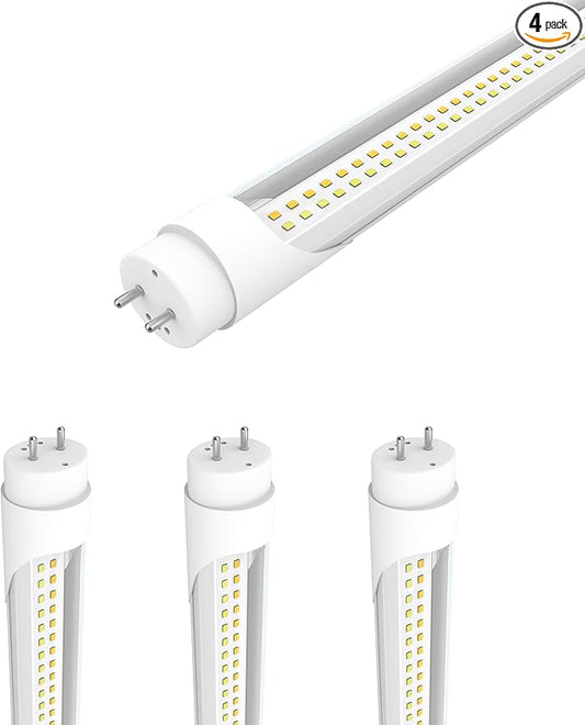 LEDMyplace 4FT LED T8 Ballast Bypass Type A+B Light Tube, 22W, 2860lm, Single/Double End Powered, ETL Listed, Replacement, T8 Bulbs 4 Foot 5000K, Clear, 3000K-6500K Selectable Lighting, 4 Pack