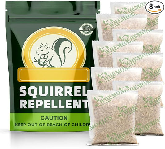 Squirrel Repellent Outdoor, Chipmunk Repellent for Outdoor, Keep Squirrel and Chipmunk Away from Garden, Attic, Yard and Bird Feeders, Safe for Kids, Pets and Plants - 8P
