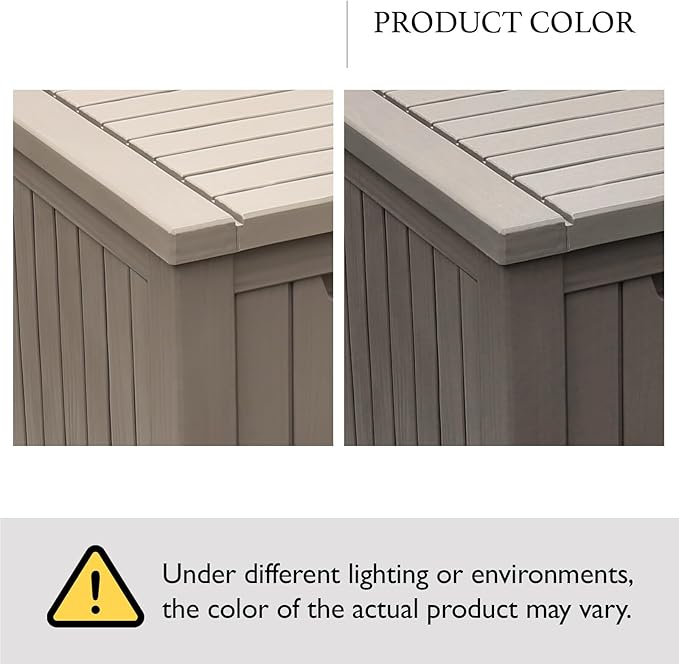 AJP Distributors 120 Gallon Outdoor Storage Box, Rain Waterproof Resin Deck Box, Lockable Large Storage Container for Patio Furniture, Cushions, Garden Tools, Sports Equipment and Pool Supplies Taupe