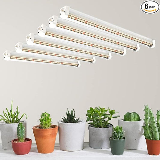 T5 LED Grow Lights, 306-Bulbs 5000K White Full Spectrum Plant Growing Lamp Bars for Indoor Plants Seedling Hydroponics, Daisy-Chain Design (6 x 10W, 300W Equivalent)