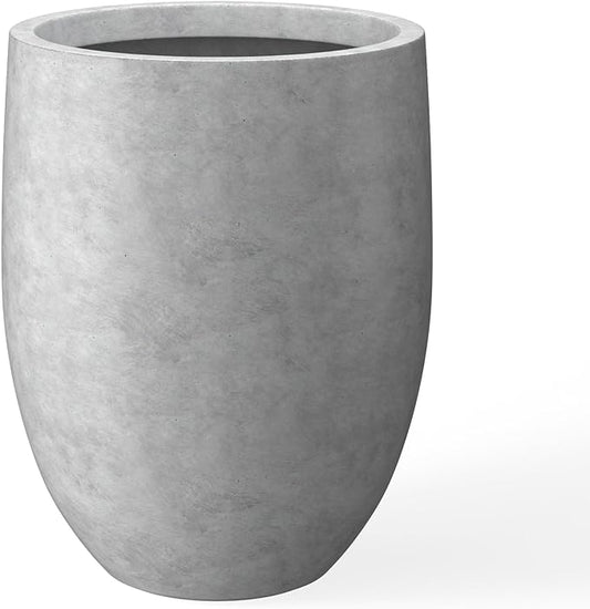 Kante 21.7" H Natural Concrete Tall Planter, Large Outdoor Indoor Decorative Pot with Drainage Hole and Rubber Plug, Modern Round Taper Style for Home and Patio