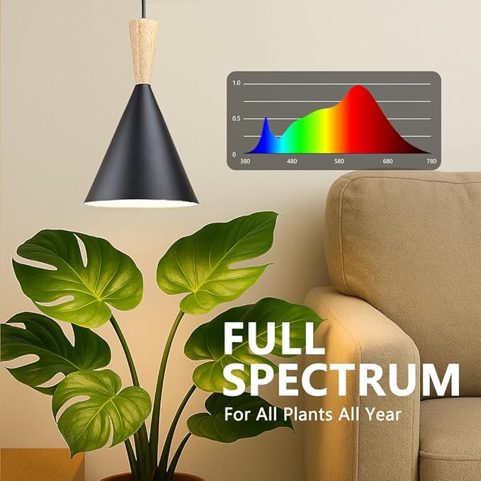 Hanging Grow Lights for Indoor Plants, Full Spectrum, with Timer and 15FT Power Cord, 20W Pendant Plant Lights for Indoor Growing, Large Tall Plant, Garden, Flowers, Greenhouse.