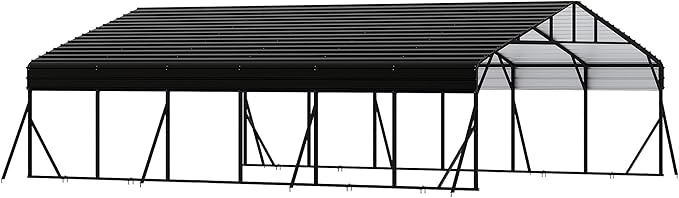 20x30FT Metal Carport Kits with Galvanized Steel Roof, Heavy Duty Metal Roof Carport with Enhanced Base, TallMetal Carports Kits Garage for Tractors, Pickup, Boat, Car