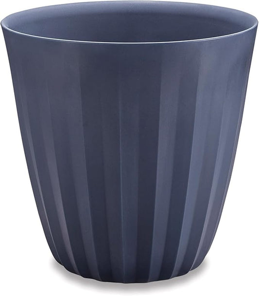 Crescent Garden Pleat Modern Decorative Planter, Indoor/Outdoor Pot, Resin Plant Pot with Drain Hole - 23" W x 23" H (Midnight)