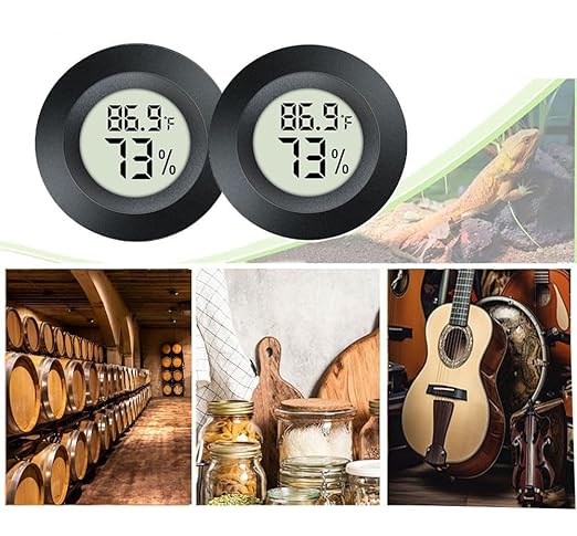 4 Pack Mini Digital Hygrometer Thermometer Gauge, Indoor Outdoor Temperature Humidity Meter for Greenhouse Humidors Incubators Reptile Terrarium Jars, Fahrenheit (℉) or Celsius(℃) (4)