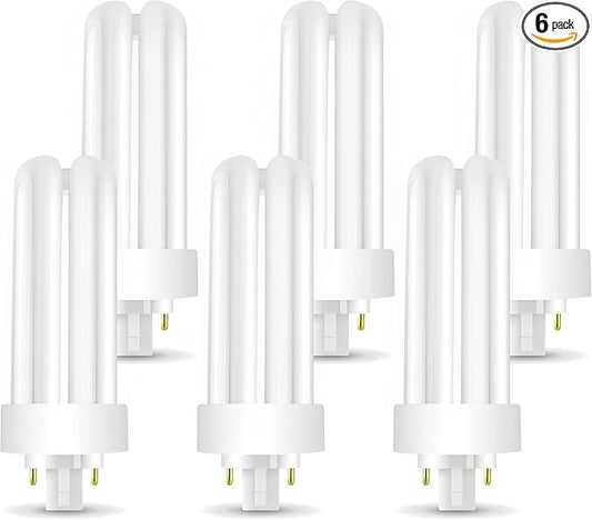 Circle (6 Pack) PLT-26W 830, 4 Pin GX24q-3, 26 Watt Triple Tube, Compact Fluorescent Light Bulb