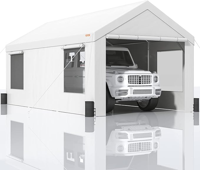 VEVOR Carport, 12'x20' Extra Large Heavy Duty Carport, Upgraded Portable Garage Car Canopy with Roll-up Ventilated Windows, Removable Sidewalls, Waterproof UV Resistant All-Season Tarp for Parking