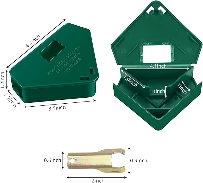 Upgraded Mouse Bait Station with Keys & Visible Window Indoor Outdoor for Rats Mice Rodents, Reusable Mouse Poisoning Bait Blocks Trap, Friendly for Children & Pets(8Pack) (Green 2)