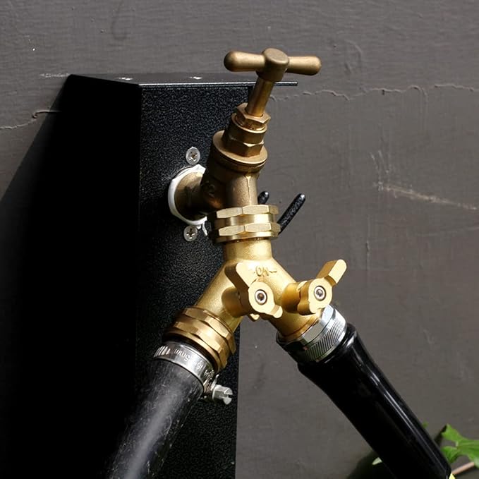 Garden Hose Splitter, 2 Way Connector Heavy Duty Brass,Garden Faucet,Splitter for Outdoor Faucet,Hose y Splitter, Hose Bib Splitter, Adapter with Comfortable Grip Shut Off Valves 1Pcs