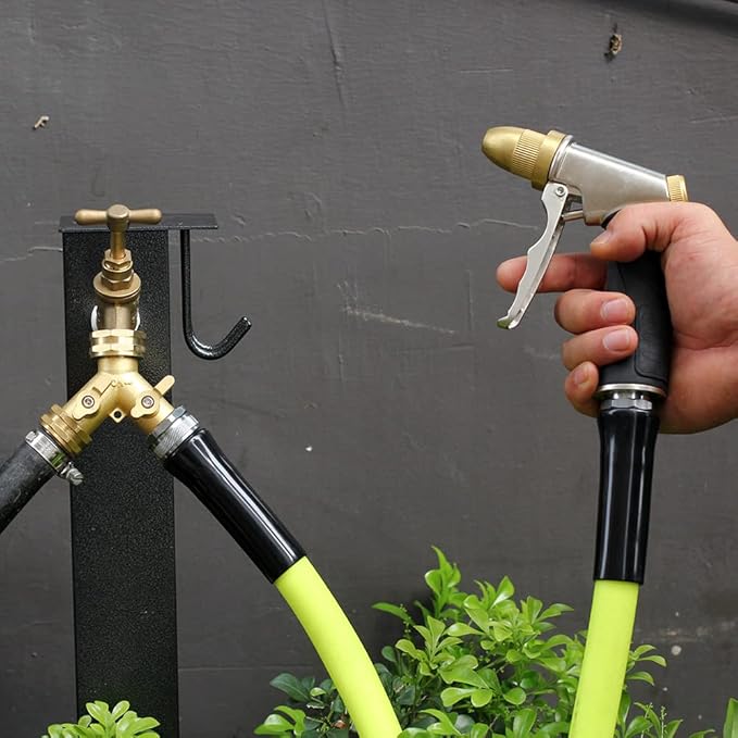 Garden Hose Splitter, 2 Way Connector Heavy Duty Brass,Garden Faucet,Splitter for Outdoor Faucet,Hose y Splitter, Hose Bib Splitter, Adapter with Comfortable Grip Shut Off Valves 1Pcs