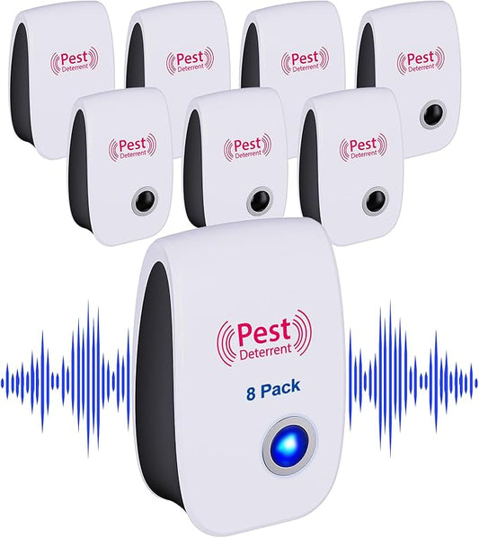 8 Pack Ultrasonic Rat Repellent, Electronic Mosquito Spider Repellent, Cockroach Killer Indoor Home, Pest Ultrasonic Plug in for Insect, Mice, Spiders, Ants, Bugs, Rodent