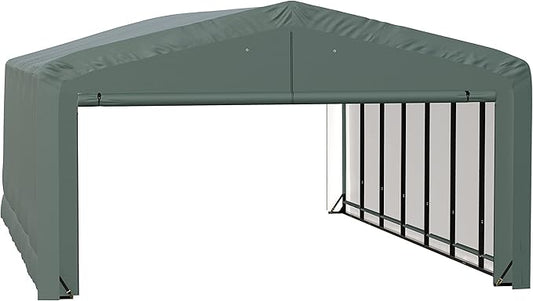 ShelterLogic ShelterTube Garage & Storage Shelter, 20' x 32' x 12' Heavy-Duty Steel Frame Wind and Snow-Load Rated Enclosure, Green