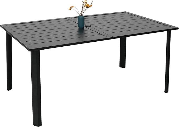 7-Piece Outdoor Dining Set, 6 Swivel Chairs & 63'' Rectangular Dining Table with All Weather Frame Furniture Set - Brown Style1
