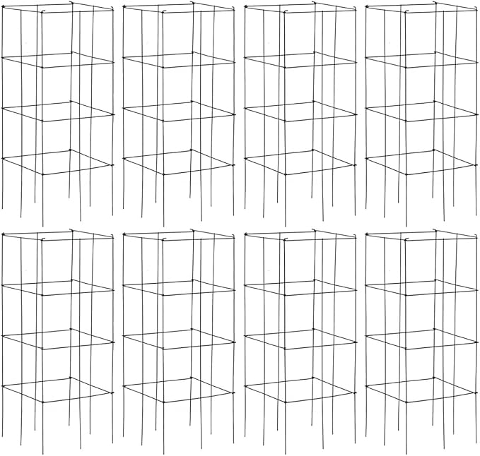 S AFSTAR 8 Pack Folding Tomato Cages, 39 Inches Tall Square Plant Support Cage for Garden Climbing Plants Flowers Fruits, Heavy Duty Tomato Vegetable Trellis