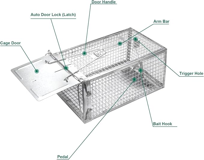 SZHLUX 2-Pack Humane Rat Trap, Mouse Traps Work for Indoor and Outdoor,Small Rodent Animal-Mice Vole Chipmunk Hamsters Live Cage,Catch and Release(SZ-SL3616D2S)