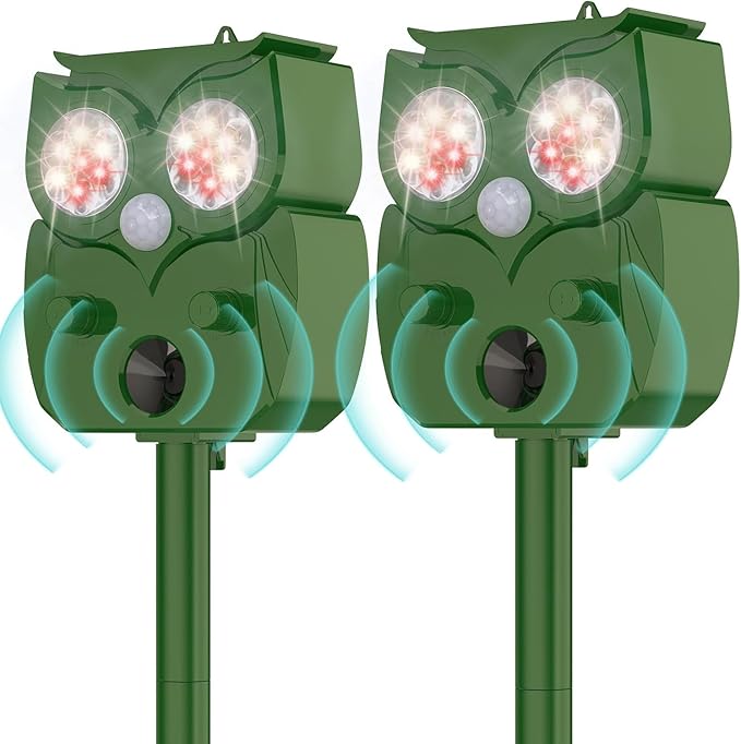 Deer Repellent Devices Solar Ultrasonic Animal Repeller Outdoor Deer Deterrent Devices & Animal Deterrent Devices Ultrasonic Animal Repellent (2 Pack)