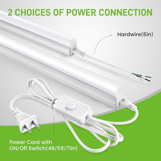 Pak 4FT LED Shop Lights, 2300LM 6500K Cool White, 20W Energy Efficient Linkable Ceiling and Under Cabinet Lighting, T5 Integrated Utility Fixture for Garage, Workshop, Basement, FCC Certified, 8 Pack