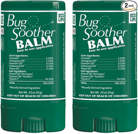 Bug Soother Balm - Natural Insect, Gnat, Black Fly, and Mosquito Deterrent - DEET Free - Safe for Adults, Kids, Pets, & Environment - Made in USA - 0.56 oz. (2-Pack)
