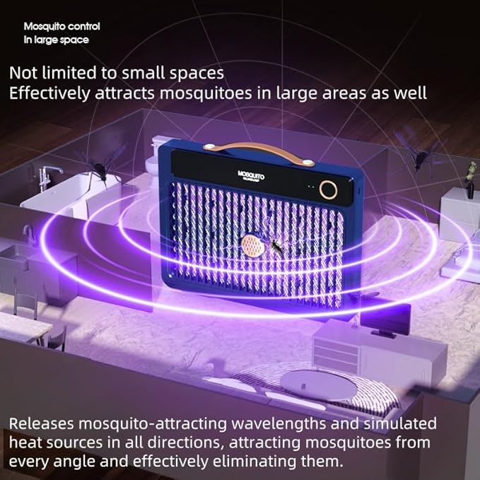 Portable Mosquito Killer Lamp with 4000mAh Rechargeable Battery, Indoor and Outdoor Use, Silent Bug Zapper, Cordless Electric Mosquito Trap for Camping, Home, and Travel (Blue)
