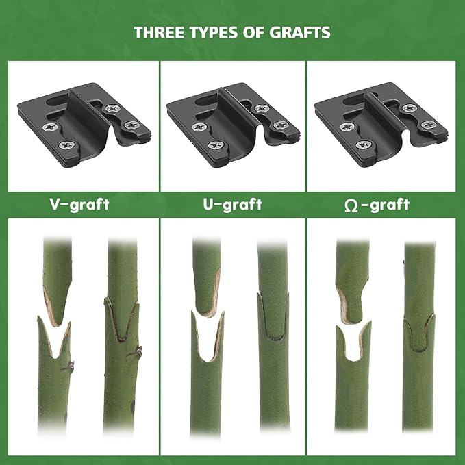 FUJIWARA 3-in-1 Garden Grafting Tool, Pruning Scissors Kit, U/V/Omega-Graft Seedling for Fruit Tree Grafting Set,Including 2X Tapes, Plant Tags,Plant Clips,Grafting Knife & Replacement Blades