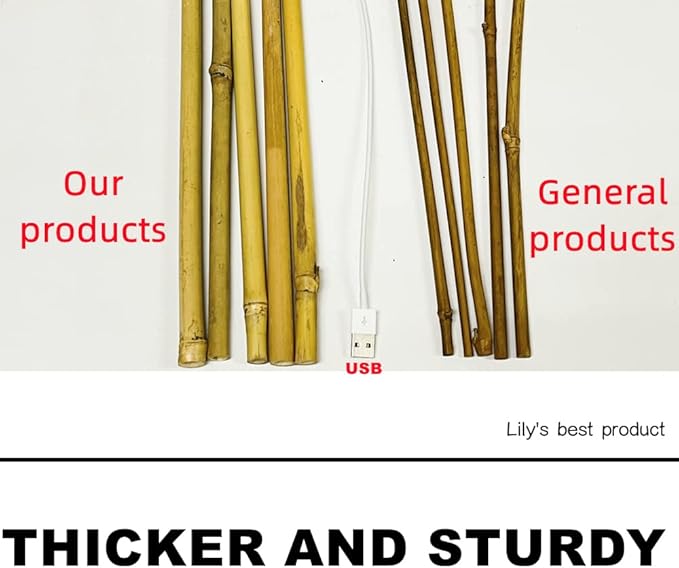 HOPELF 50 Pack 3ft Bamboo Plant Stakes for Wood Garden Sticks，Wooden Plant Supports，Bamboos，Trellis，Crafts, More Size Choices 8"/12"/16"//2'/3'/4'/5'/6'
