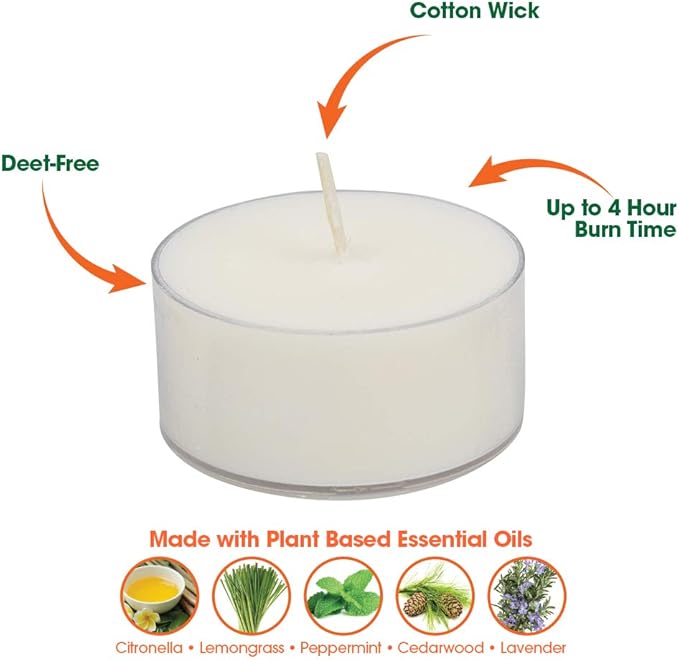 Mosquito Guard 16 Tealight Citronella Candles Outdoor Mosquito Repellent Indoors - DEET Free Mosquito Candles for Outside - Natural Mosquito Repellent Outdoor Patio Candle - Yard Bug Repellent Candle