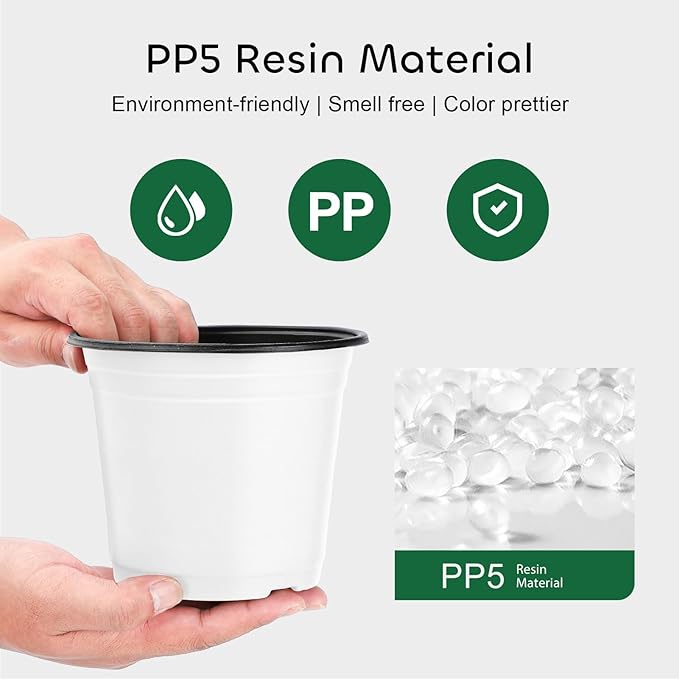 GROWNEER 120 Pack 4 Inch White Nursery Pots with Drainage Holes and 15 Plant Labels, Thick Plastic Seed Starter Kit for Indoor Outdoor Flower Planting and Garden Transplanting Seedling Planter