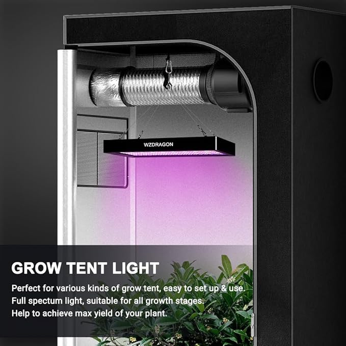 2024 Upgraded BW2000 LED Grow Lights Double Chips Full Spectrum with 10ft Cable for Greenhouse and Indoor Plant Veg and Flower Growing [Black]