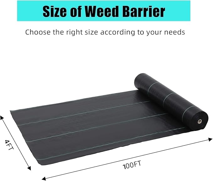 4ft x 100ft Weed Barrier Landscape Fabric 1.8oz, Premium Non-Woven Ground Cover Weed Block Gardening Mat, Easy Setup, Superior Weed Control, for Erosion Control, Weed Block, Ground Cover