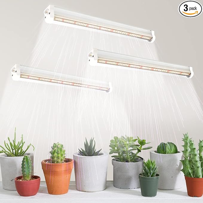 T5 LED Grow Lights, 1.4Ft 5000K Full Spectrum White Grow Lights for Indoor Plants Strip, Greenhouse Succulent Seed Starting, End-to-End Design