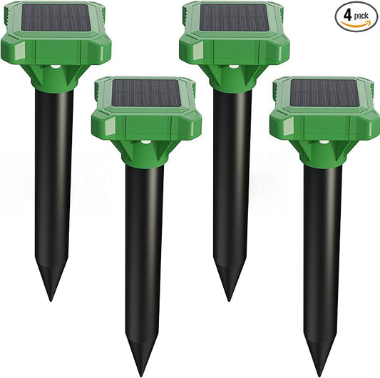 Solar Powered Mole Repeller Outdoor Vole Deterrent Gopher Repellent with Pulse Wave Waterproof Groundhog Control Device for Lawn Patio and Garden (4)