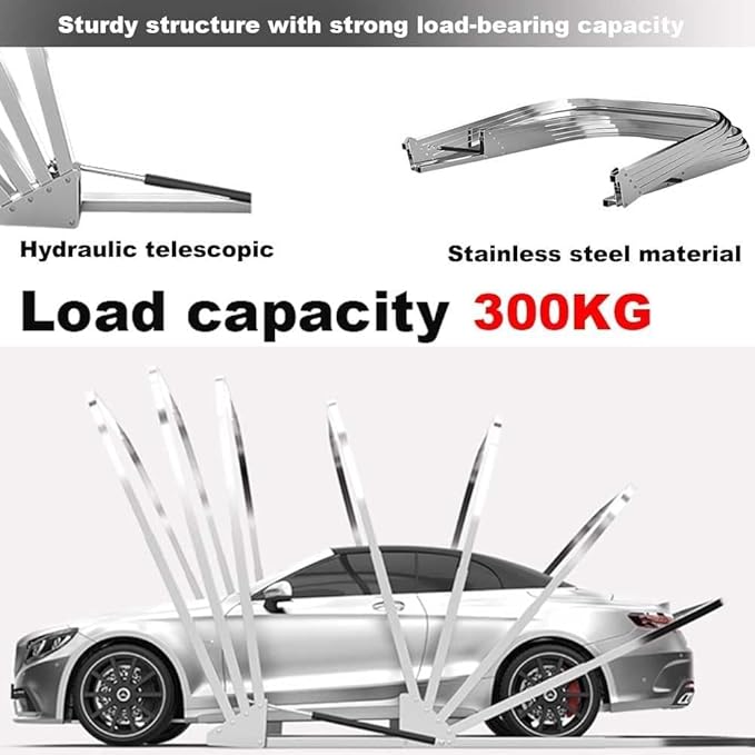 Stainless Steel Grey Carport, Foldable Retractable Car Awning,Semi-Automatic Durable Shelter, Mobile Folding Garage,All Weather Proof Carport - Lockable,Durable Shelter