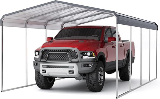 Carport Canopy 12x20 FT Heavy Duty Metal Carport Kit – Outdoor Portable Garage Tent Shelter for Car, RV, Boat – Steel Frame Car Port Shed – All Weather Storage Canopy Cover
