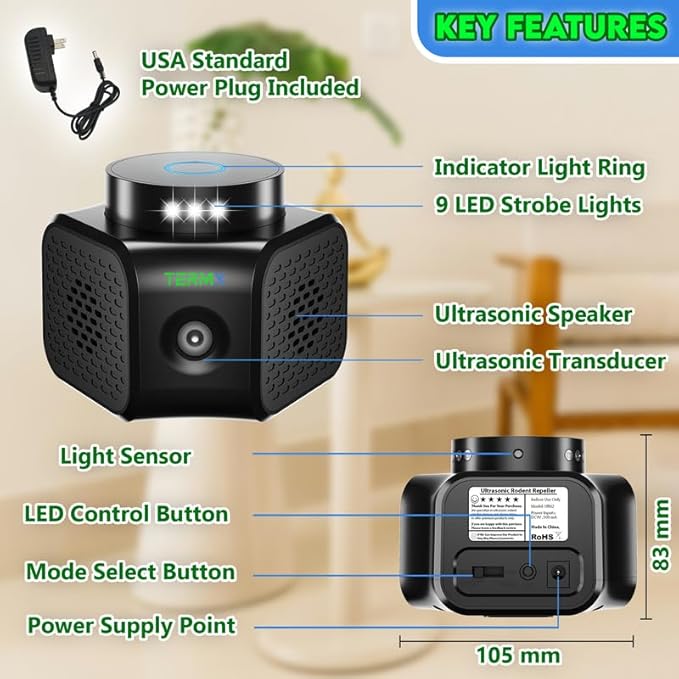 Rat Repellent for House Best Thing to Get Rid of Mice with 4 Modes Attic Rodent Deterrent Looking The Best Ultrasonic Pest Repeller Indoor No Touch Solution for House Garage Warehouse RV etc